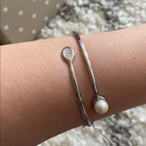 Nomination pearl and diamond bangle